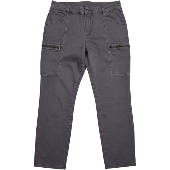 cosmic blue love Pants - Cosmic Blue Love‎ Grey Cargo Utility Pants Women 32P High Rise Slim Straight Leg